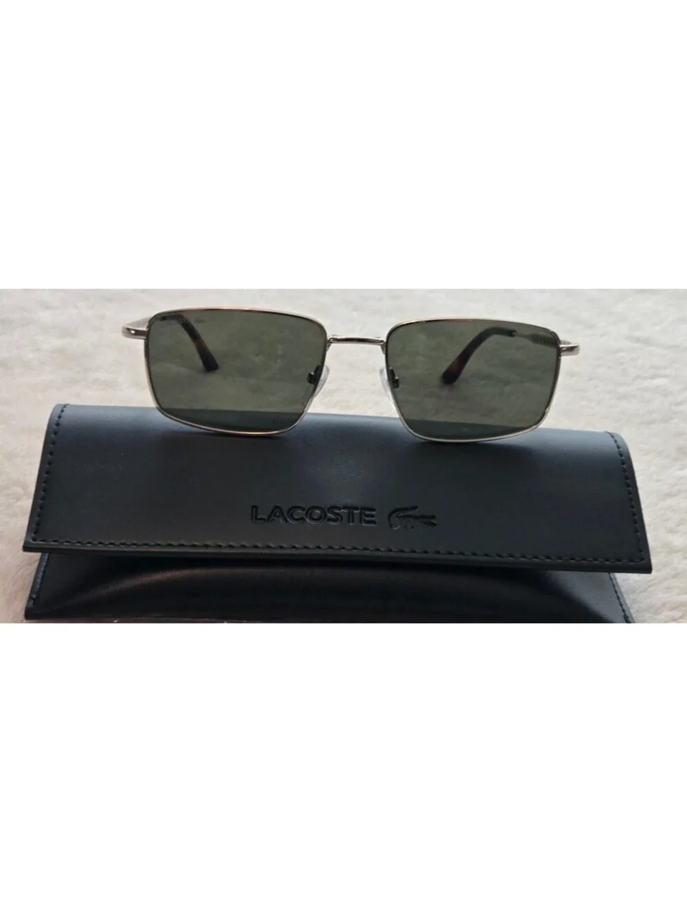 NEW Lacoste L277S Gold Metal Sunglasses Green Lens 55-19-145 100% UV Protection